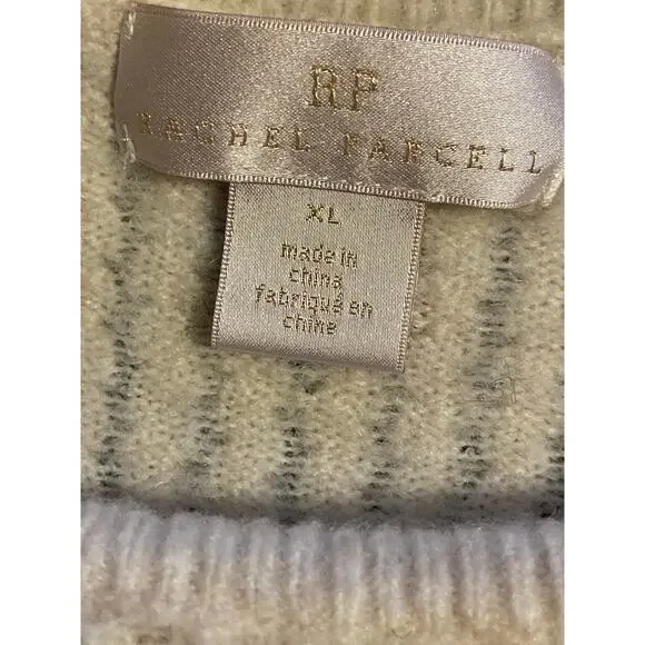 Rachel Parcell Ruffled Long Sleeve Pointelle Crew Neck Cozy Sweater Cream XL - Picture 7 of 7